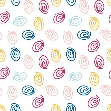 Stunning, trendy seamless pattern of colored swirls in a simple flat style. F Stock Illustration