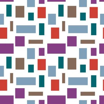 Stunning, trendy seamless pattern of colored objects in a simple flat style.  Stock Illustration