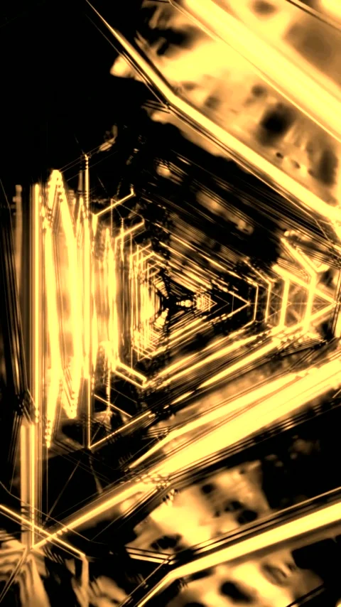 Stunning tunnel video loop with golden patterns for dynamic screensaver displ Stock Footage 321263936