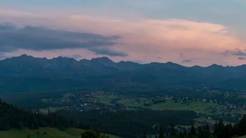 Stunning Twilight Cloud Play Above Tatra Mountains Timelapse Stock Footage 306399423