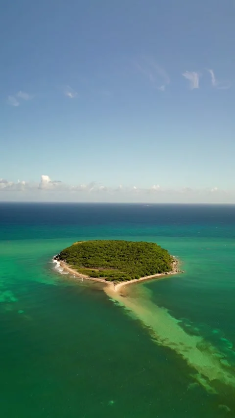 Stunning Vertical Aerial View of the Remote Cayo Real in Vieques, Puerto Rico Stock Footage 281671281