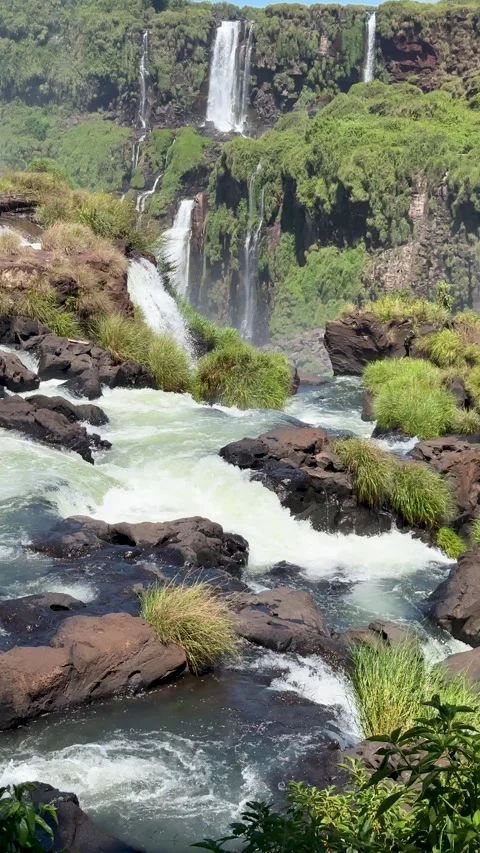 Stunning vertical landscape of rushing white water 库存影片 337111112