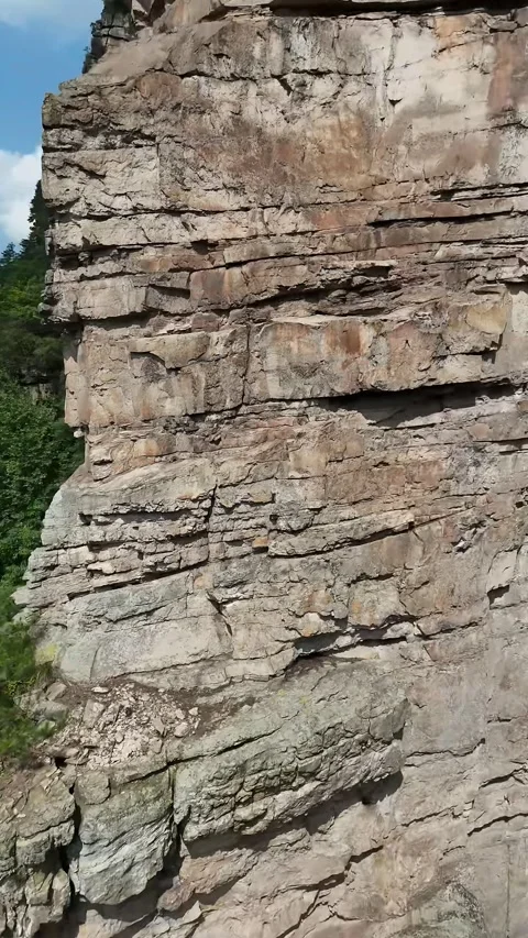 Stunning Vertical Rock Cliffs and Lush Green Forest Scenery Zhangjiajie Hunan Stock Footage 345727971