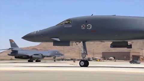 Stunning Video of B-1 Lancer in Action. Takeoff and Landing 003 Stock Footage 166439424