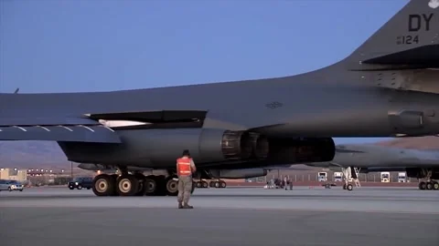Stunning Video of B-1 Lancer in Action. Takeoff and Landing 005 Stock Footage 166439429