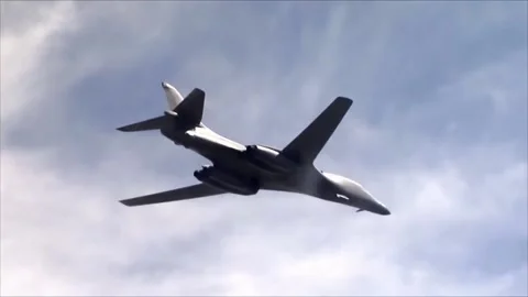 Stunning Video of B-1 Lancer in Action. Takeoff and Landing 009 Stock Footage 166439635