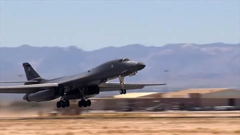 Stunning Video of B-1 Lancer in Action. Takeoff and Landing 006 Stock Footage 166439659