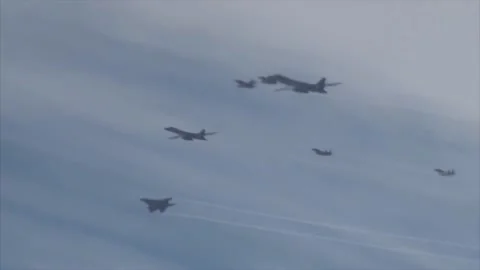 Stunning Video of B-1 Lancer in Action. Takeoff and Landing 038 Stock Footage 166440323