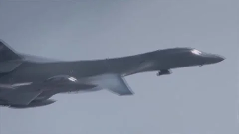 Stunning Video of B-1 Lancer in Action. Takeoff and Landing 039 Stock Footage 166440330