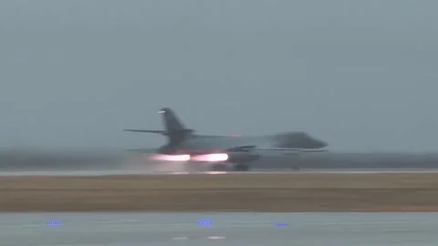 Stunning Video of B-1 Lancer in Action. Takeoff and Landing 040 Stock Footage 166440355