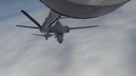 Stunning Video of B-1 Lancer in Action. Takeoff and Landing 042 Stock Footage 166440519