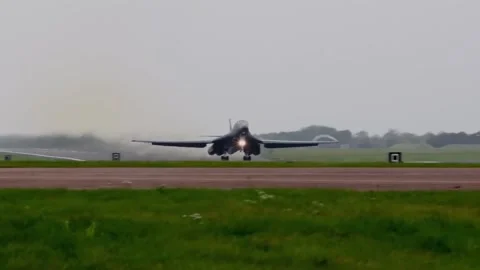 Stunning Video of B-1 Lancer in Action. Takeoff and Landing 049 Stock Footage 166440761