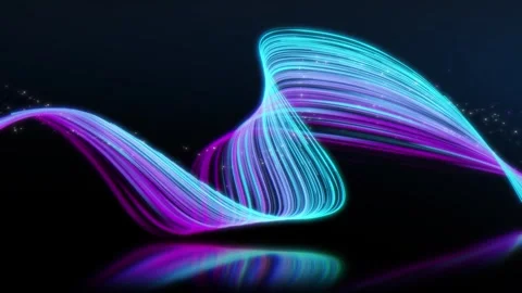 A stunning video with blue waves on a dark background evokes tranquility Stock Footage 281249088