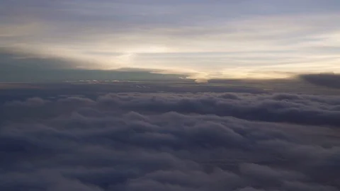 Stunning View From the Airplane - Above the Clouds, Evening Time. Stock Footage 108290969