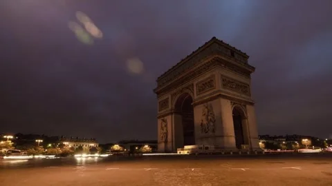 A Stunning View of Arc de Triomphe in Paris, France – Iconic Landmark Stock Footage 303306565