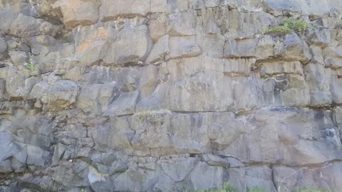 Stunning view of a canyon wall with its characteristic hexagonal basalt columns Stock Footage 346326857