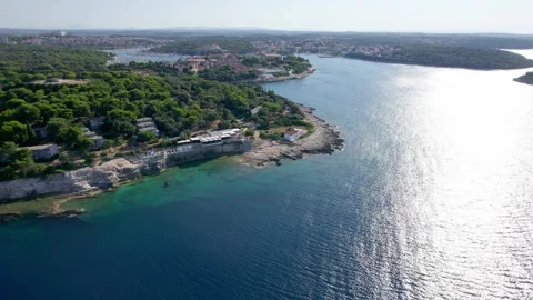 A stunning view captured by drone along the shores of the Mediterranean Sea. Stock Footage 281253236