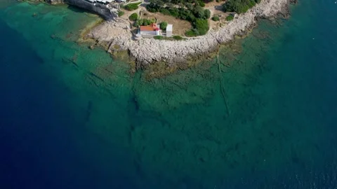 A stunning view captured by drone along the shores of the Mediterranean Sea. Stock Footage 281253704
