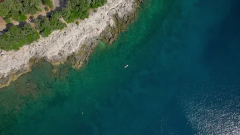 A stunning view captured by drone along the shores of the Mediterranean Sea. Stock Footage 281254085