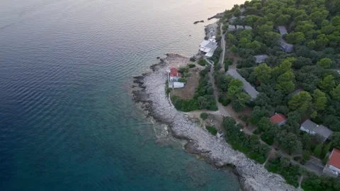 A stunning view captured by drone along the shores of the Mediterranean Sea. Stock Footage 281254999