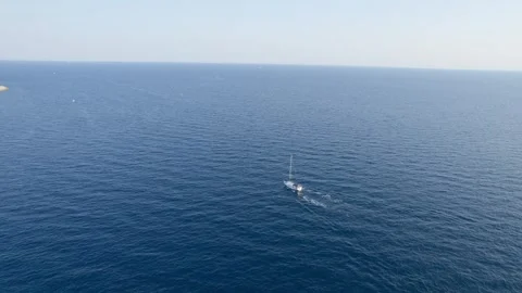 A stunning view captured by drone along the shores of the Mediterranean Sea. Stock Footage 281255225