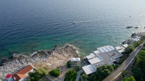 A stunning view captured by drone along the shores of the Mediterranean Sea. Stock Footage 281255447