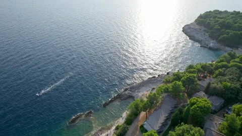 A stunning view captured by drone along the shores of the Mediterranean Sea. Stock Footage 281255523