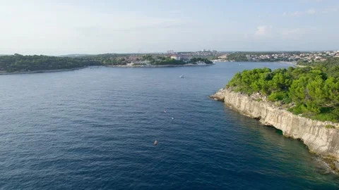 A stunning view captured by drone along the shores of the Mediterranean Sea. Stock Footage 281255531