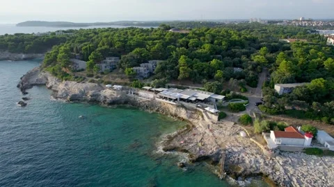A stunning view captured by drone along the shores of the Mediterranean Sea. Stock Footage 281255599