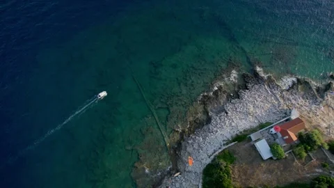 A stunning view captured by drone along the shores of the Mediterranean Sea. Stock Footage 281256103
