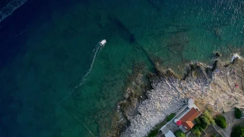 A stunning view captured by drone along the shores of the Mediterranean Sea. Stock Footage 281256124