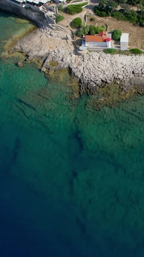 A stunning view captured by drone along the shores of the Mediterranean Sea. Stock Footage 281346887