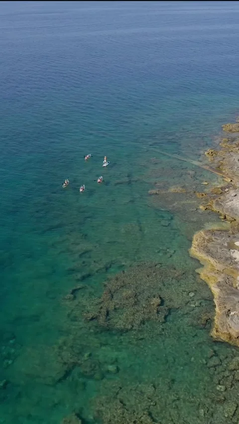 A stunning view captured by drone along the shores of the Mediterranean Sea. Stock Footage 281346911