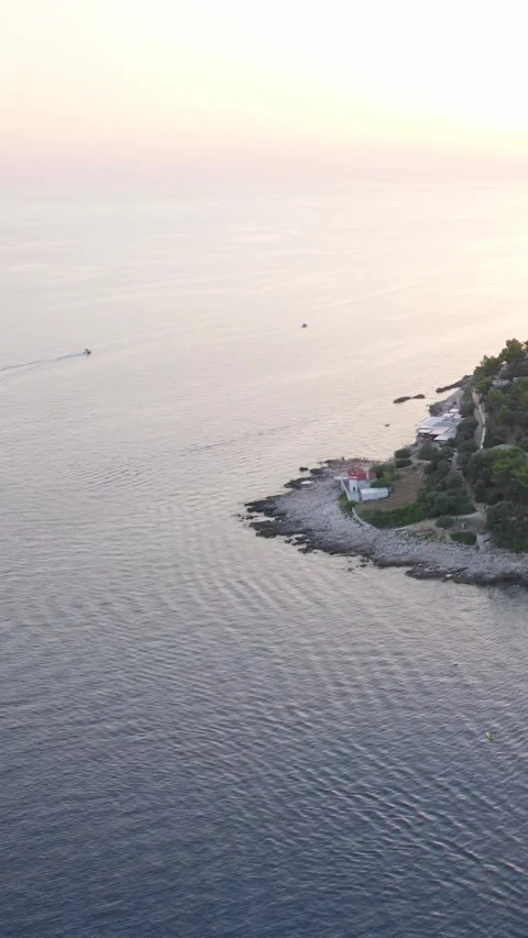 A stunning view captured by drone along the shores of the Mediterranean Sea. Stock Footage 281347317