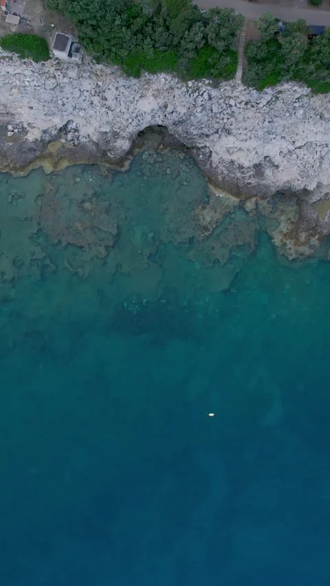 A stunning view captured by drone along the shores of the Mediterranean Sea. Stock Footage 281347372