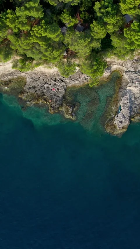 A stunning view captured by drone along the shores of the Mediterranean Sea. Stock Footage 281347493