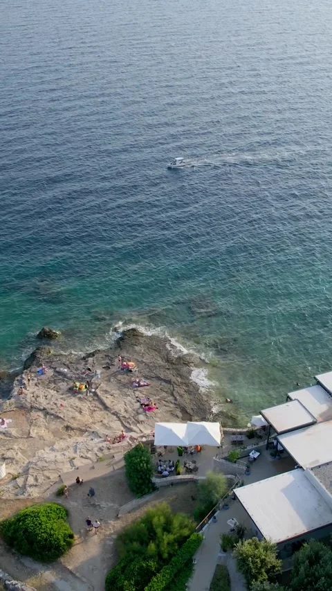 A stunning view captured by drone along the shores of the Mediterranean Sea. Stock Footage 281347500