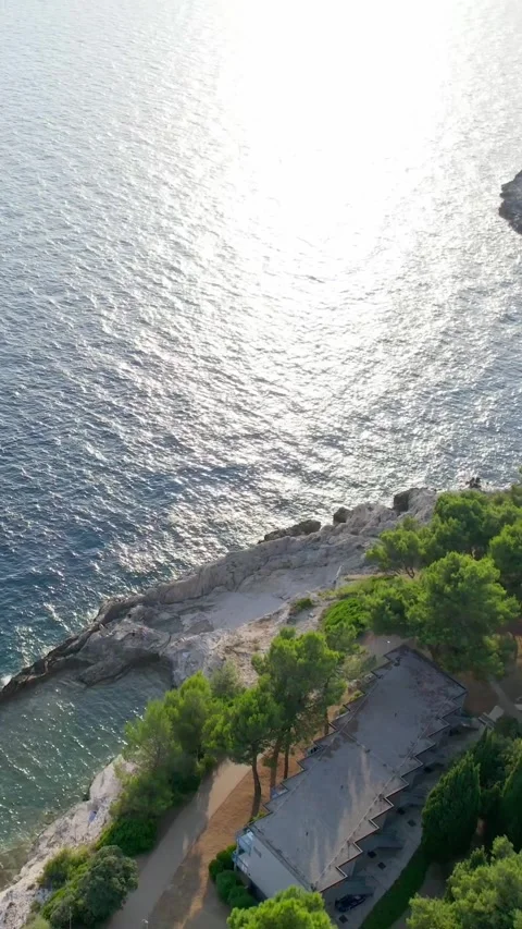 A stunning view captured by drone along the shores of the Mediterranean Sea. Stock Footage 281347542