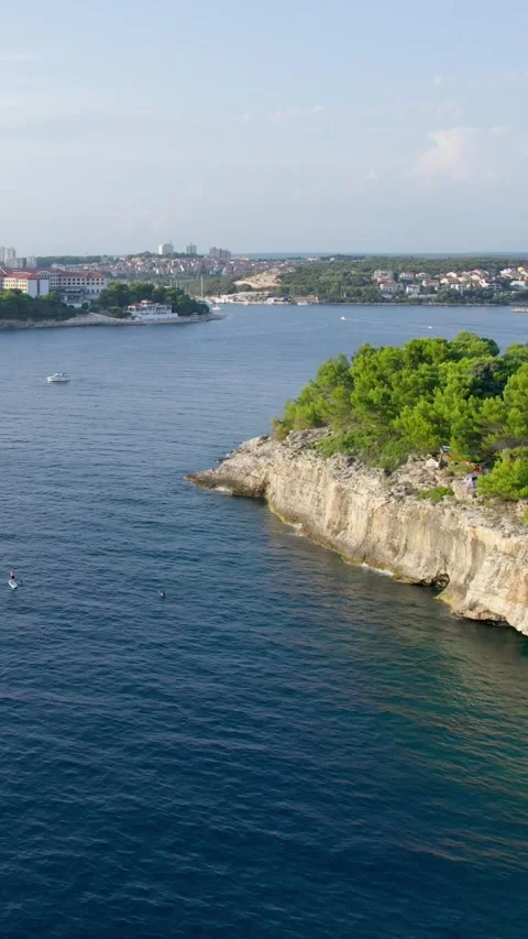 A stunning view captured by drone along the shores of the Mediterranean Sea. Stock Footage 281347556