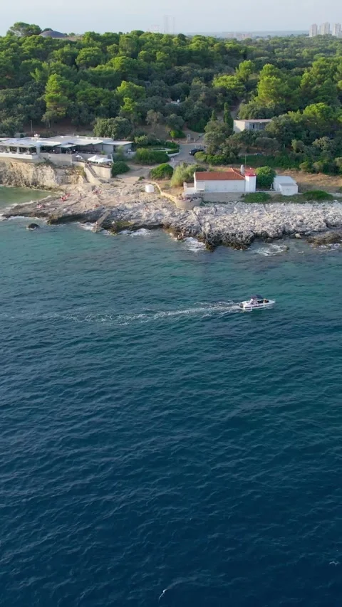A stunning view captured by drone along the shores of the Mediterranean Sea. Stock Footage 281347805
