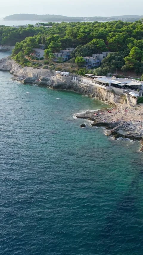 A stunning view captured by drone along the shores of the Mediterranean Sea. Stock Footage 281347851