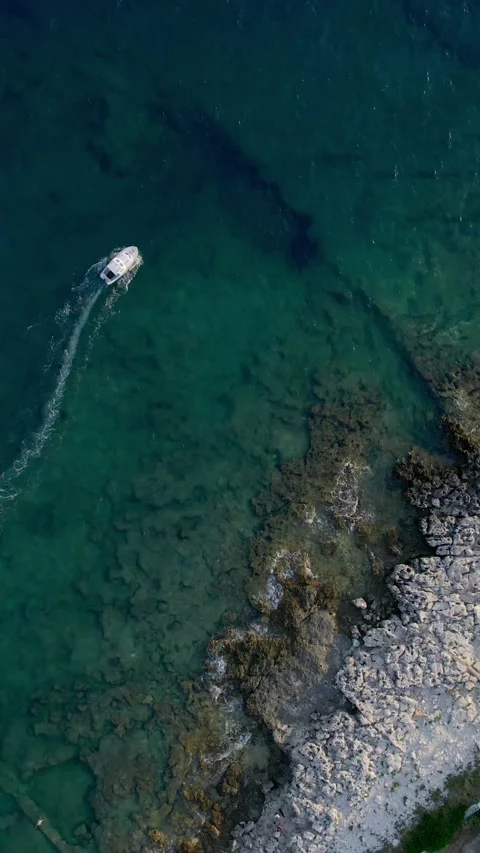 A stunning view captured by drone along the shores of the Mediterranean Sea. 스톡 동영상 281347854