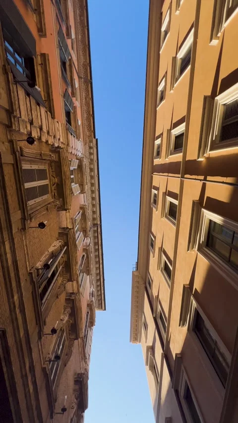 A stunning view that captures the essence of two historic buildings in Rome Stock Footage 301383773
