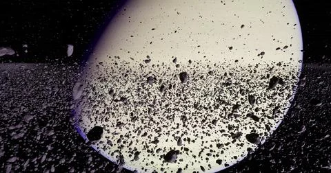 Stunning view of celestial bodies and asteroid belt in outer space Stock Illustration