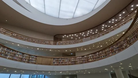  A stunning view of the central hall in the new National Library of Jerusalem Stock Footage 294207831