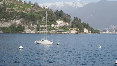 Stunning view of Como lake in a spring day from the Cernobbio lakeside Stock Footage 149864384
