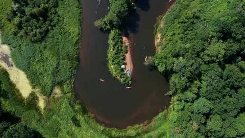 Stunning view from the height above the river. Video stock 112086769