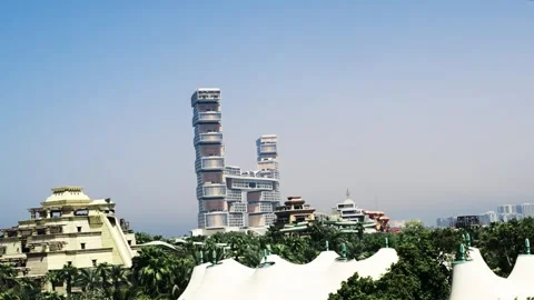 Stunning View of Iconic Dubai Jumeirah palm architecture and urban landscape  Stock Footage 303434853