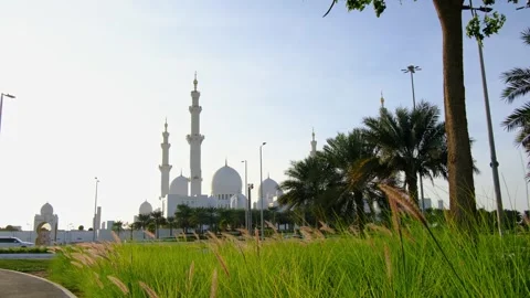 Stunning view of iconic Sheikh Zayed Mosque in Abu Dhabi. Stock Footage 321362812