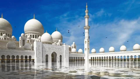 Stunning view of iconic Sheikh Zayed Mosque in Abu Dhabi Stock Footage 344410664